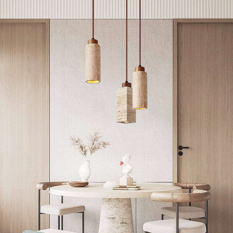 Wabi Sabi Solid Wood Stone Pendant Light