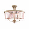Beveline 3 Light Round Semi Flush - Faceted Cut Glass Shade Metal Finish for Hallways and Bedrooms