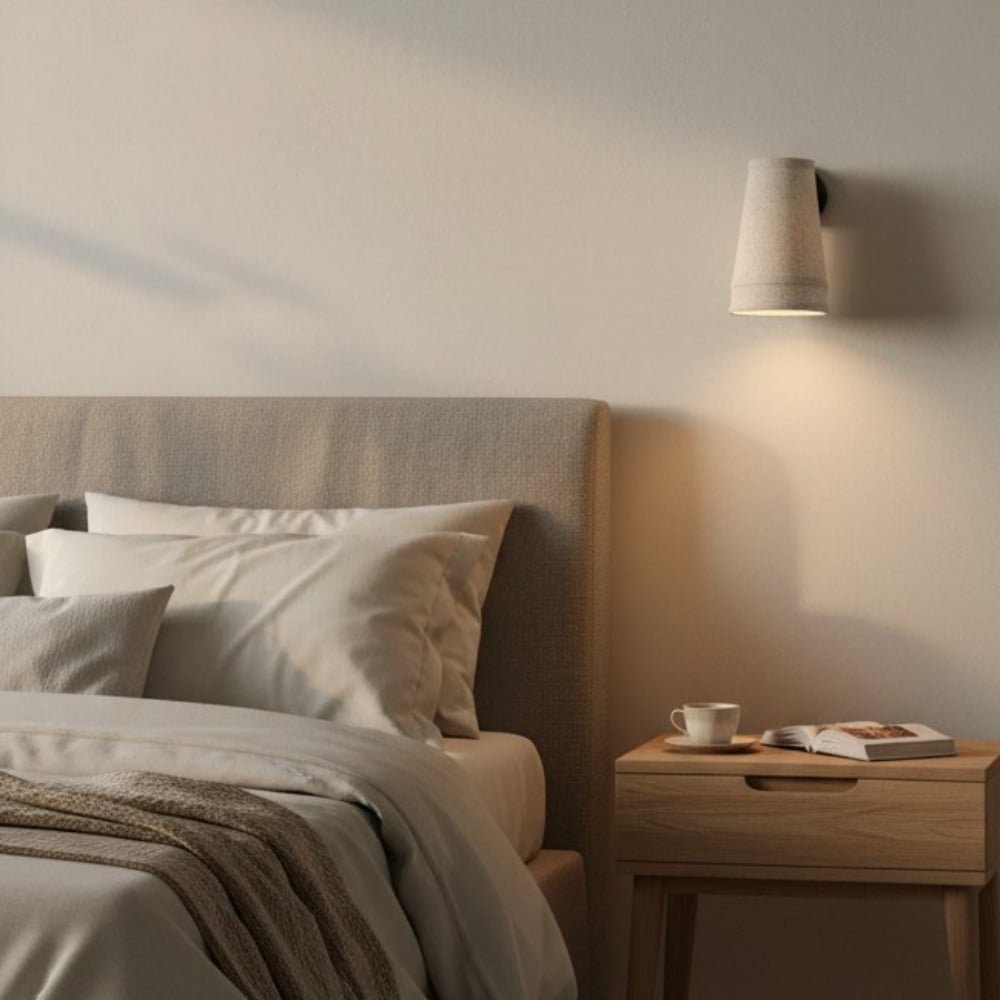 Zalen Textured Linen Wall Light – Soft Retro Wall Sconce for Reading Nook
