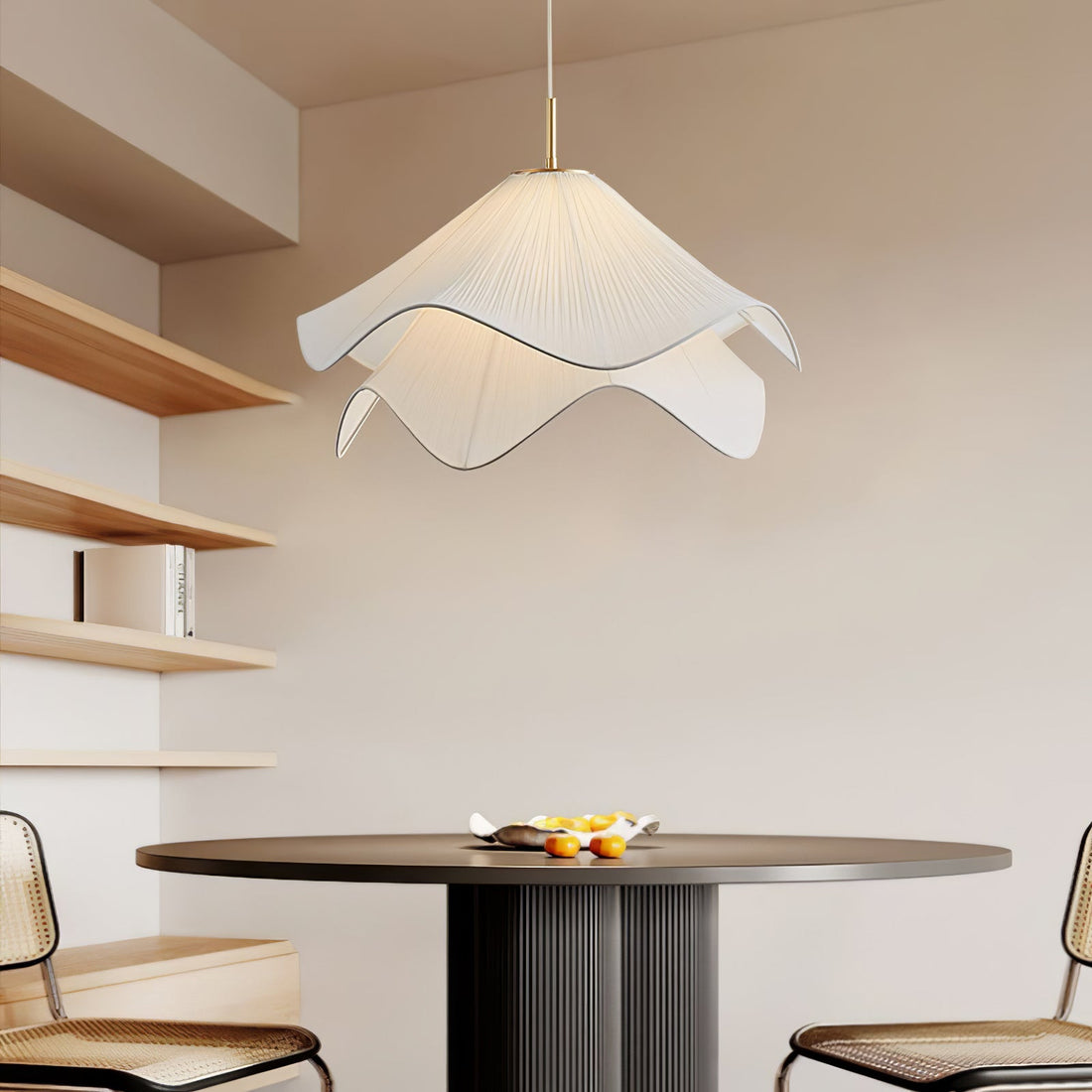 Ethereal Bloom French Floral Pleated Fabric Pendant Light