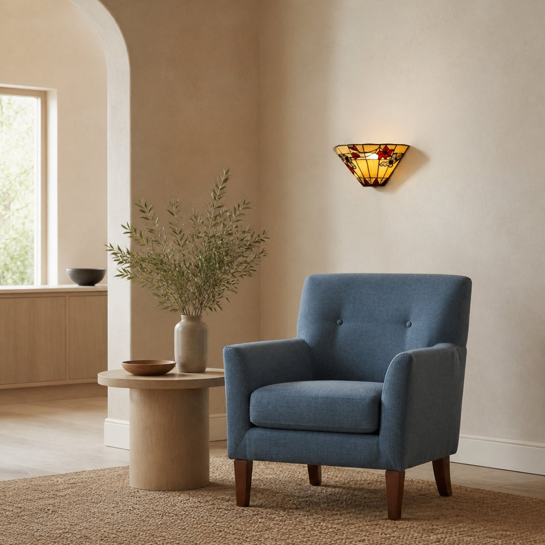 TF Butterfly Wall Sconce – Stained Glass Butterfly Design Wall Light for Bedroom and Living Room