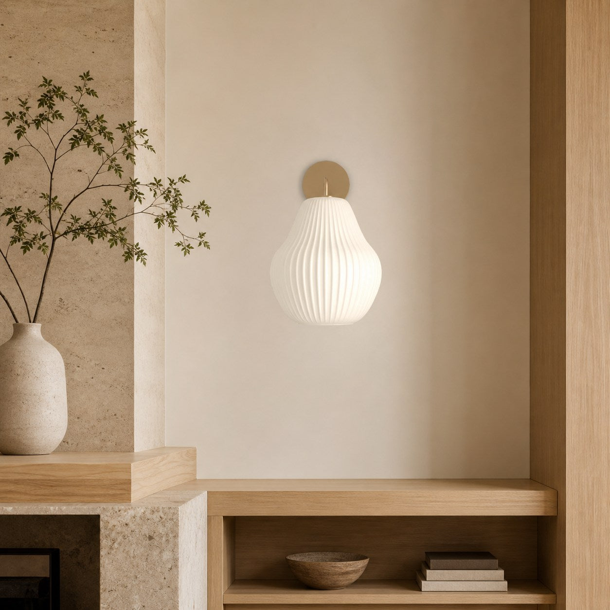 Rivrona Ribbed Glass Wall Sconce - Elegant Modern Lighting for Hallway & Bedroom