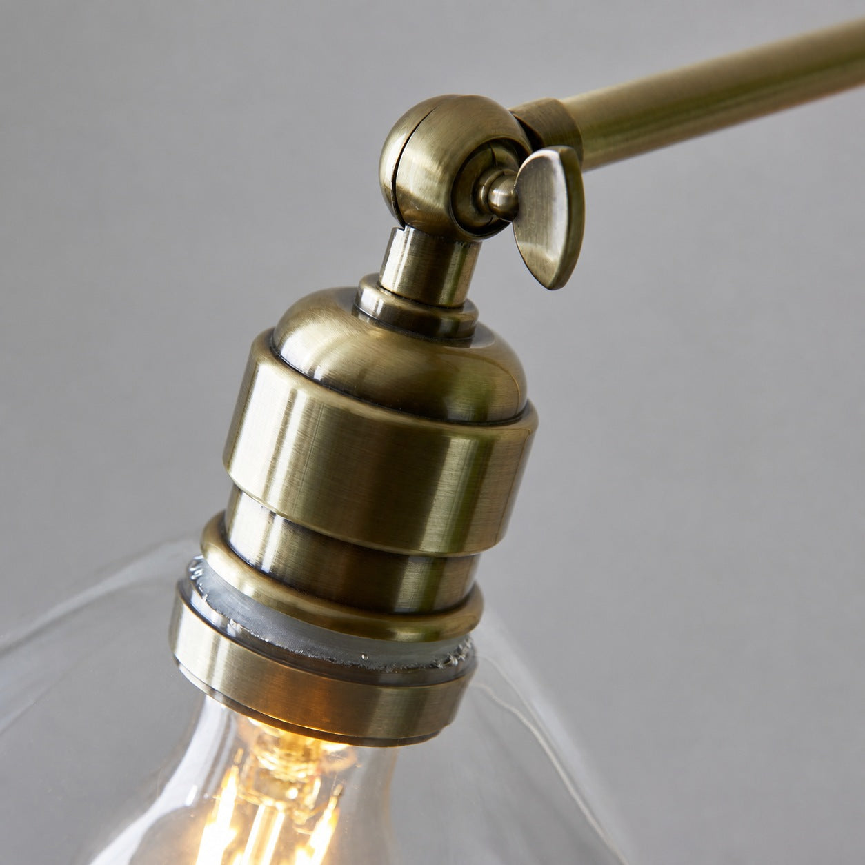 Clarione Art Deco Floor Lamp with Clear Glass Shade and Metal Base