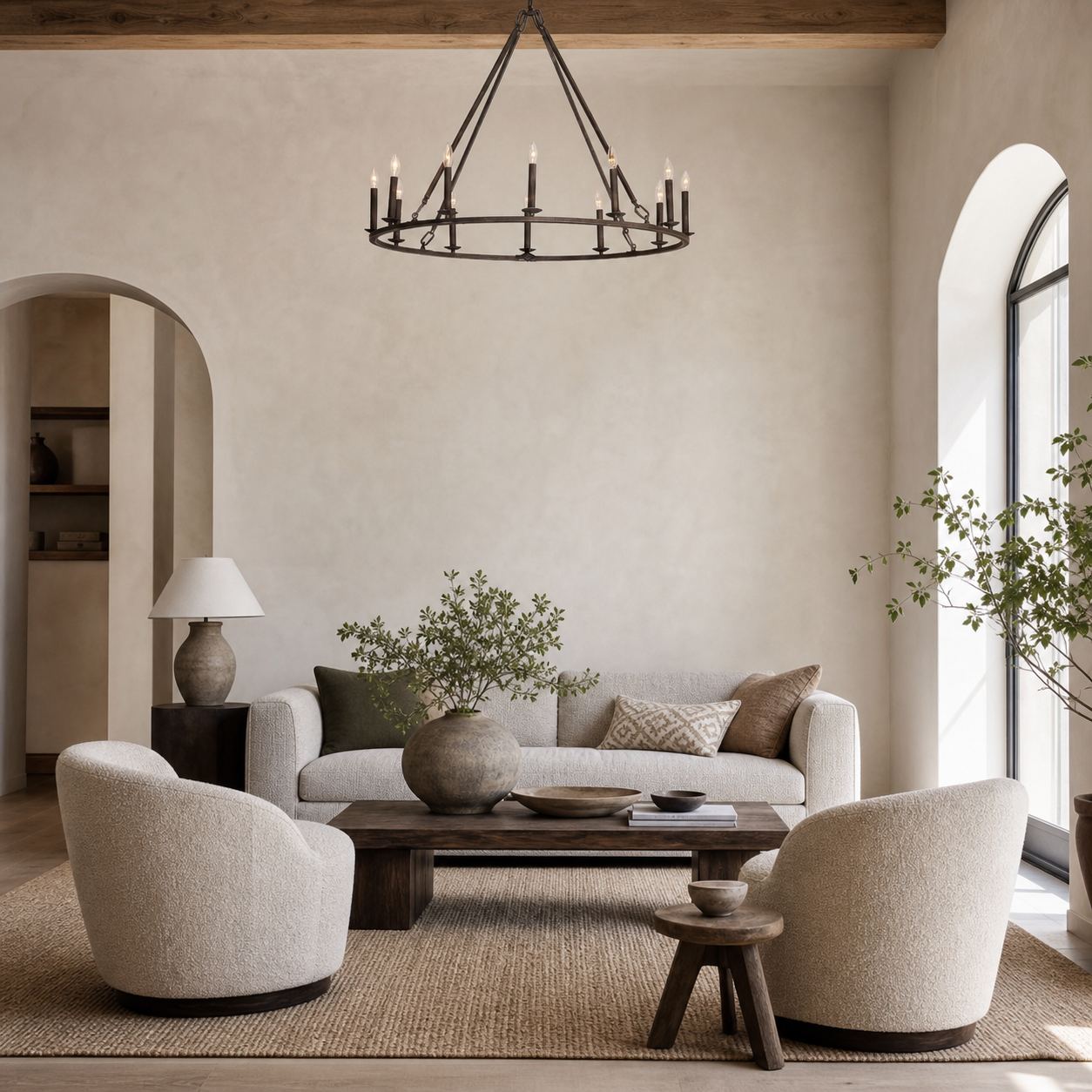Rowan Modern Wagon Wheel Round Chandelier - Industrial Farmhouse Iron Lighting Fixture