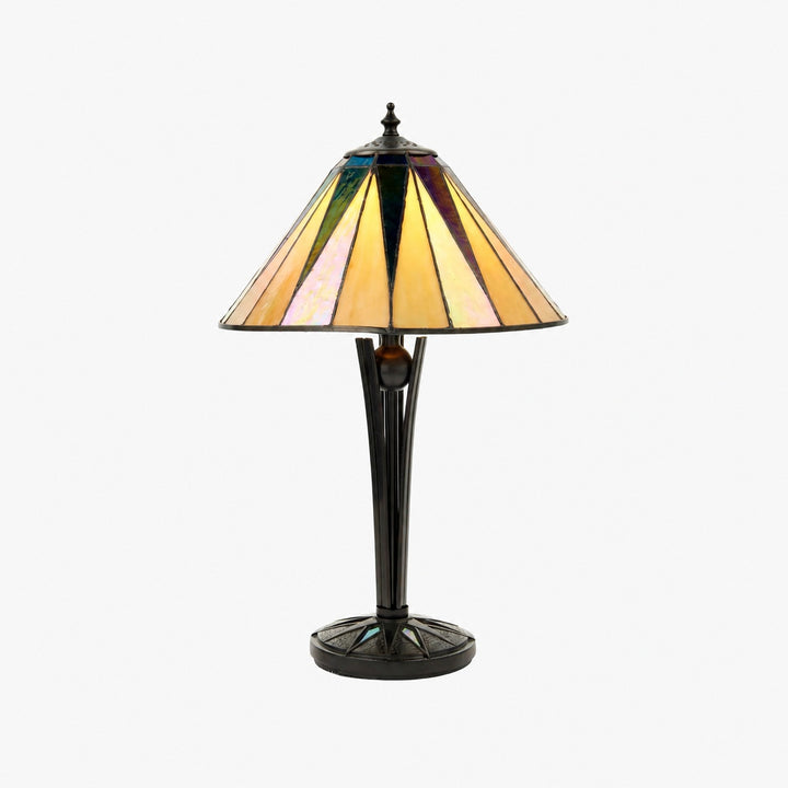 TF Dark Star Tiffany Style Geometric Shade Table Lamp for Bedroom and Accent Lighting
