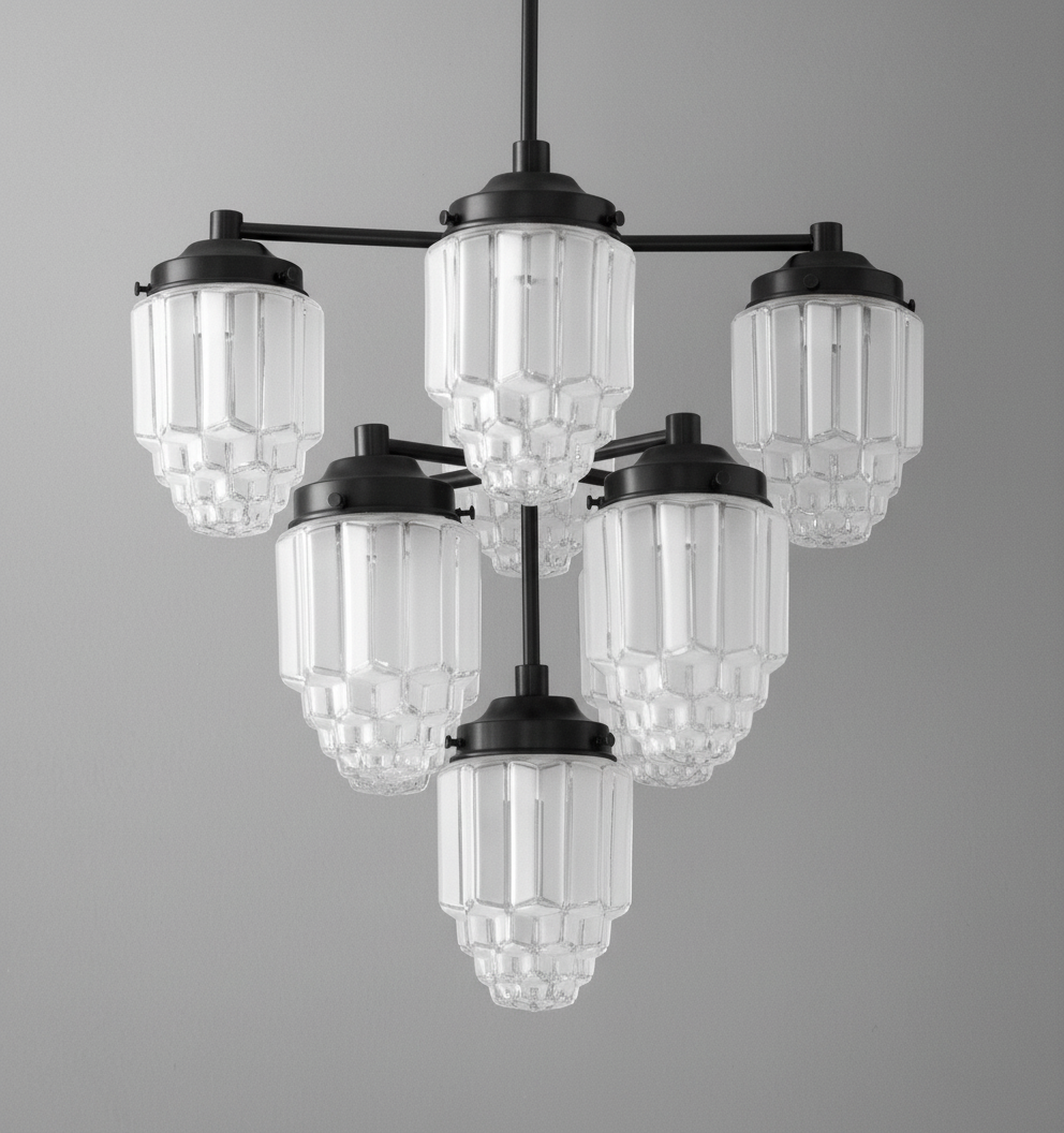 Tierlux Glass Textured Brass Chandelier – Timeless Lighting with Style