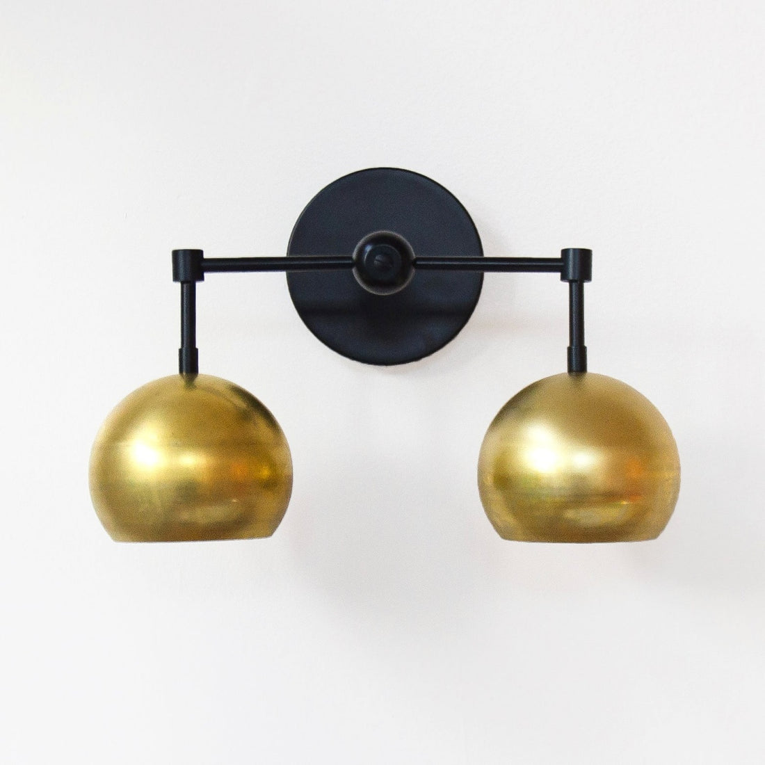Raw Brass Loa Wall Light - Double Ball Gold Metal Vanity Wall Sconce