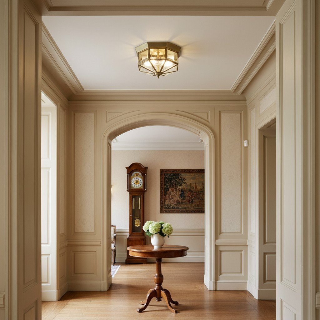 Braleen Antique Lantern Style Flush Ceiling Light – Clear Glass Design for Living and Bedroom