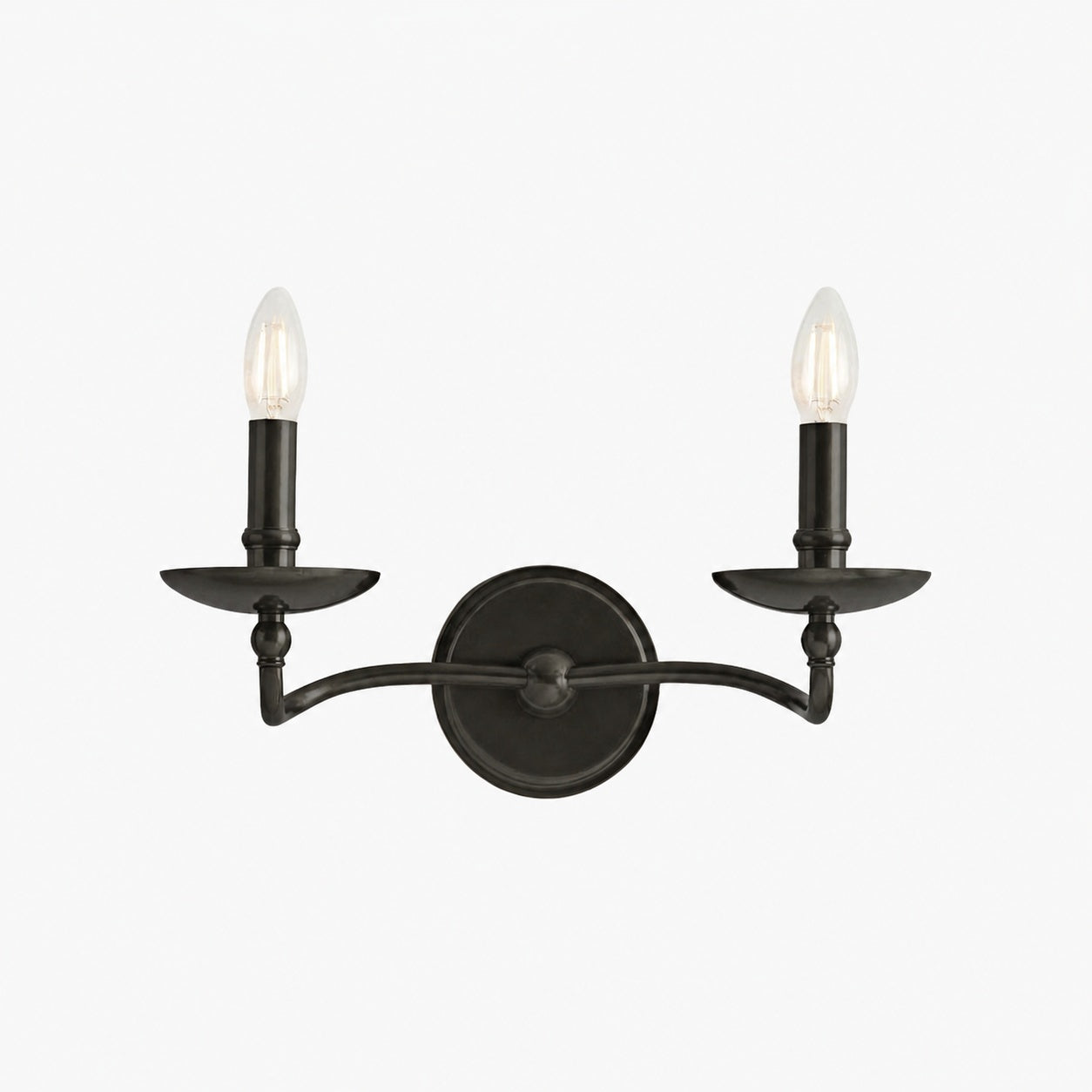 Tela Classic Iron Candle-Arm Wall Sconce – Rustic Metal Single or Double Fixture for Hallway and Dining
