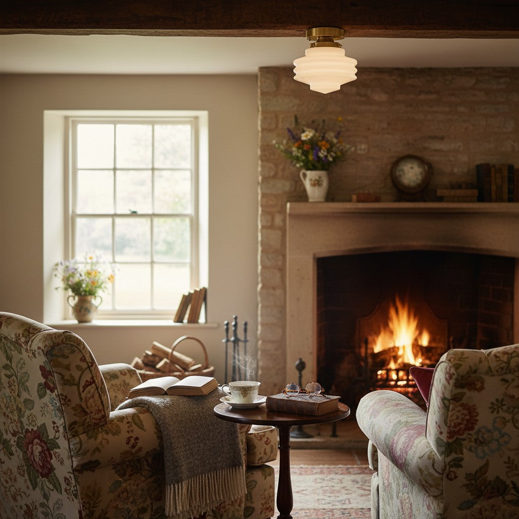 Geotower Glass Art Deco Ceiling Light - Glass Globe - Elegant Home Fixture