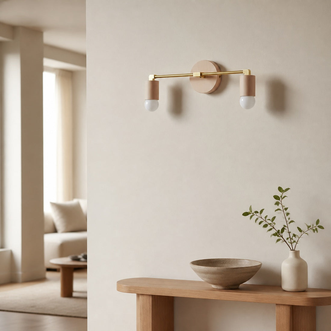 Mobilux Line Wood and Vanity Light - Bohemian Bathroom Lighting Fixture
