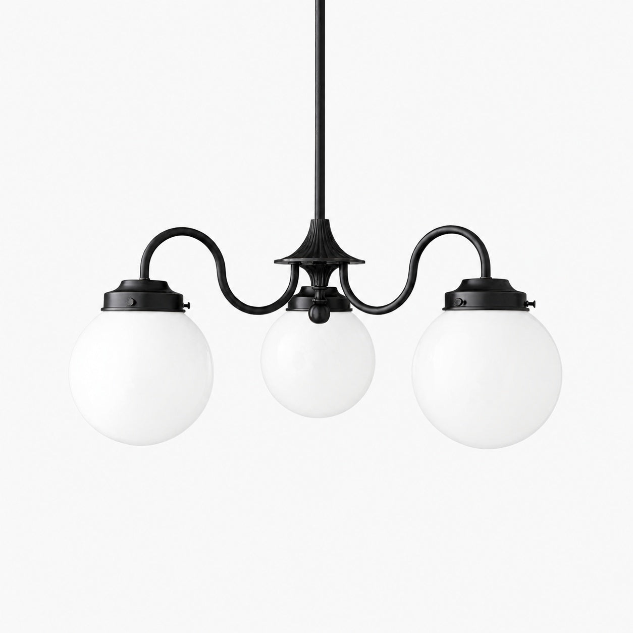 Glorica Glass Vintage Globe Chandelier - Brass 3-Light Frosted Glass Hanging Fixture