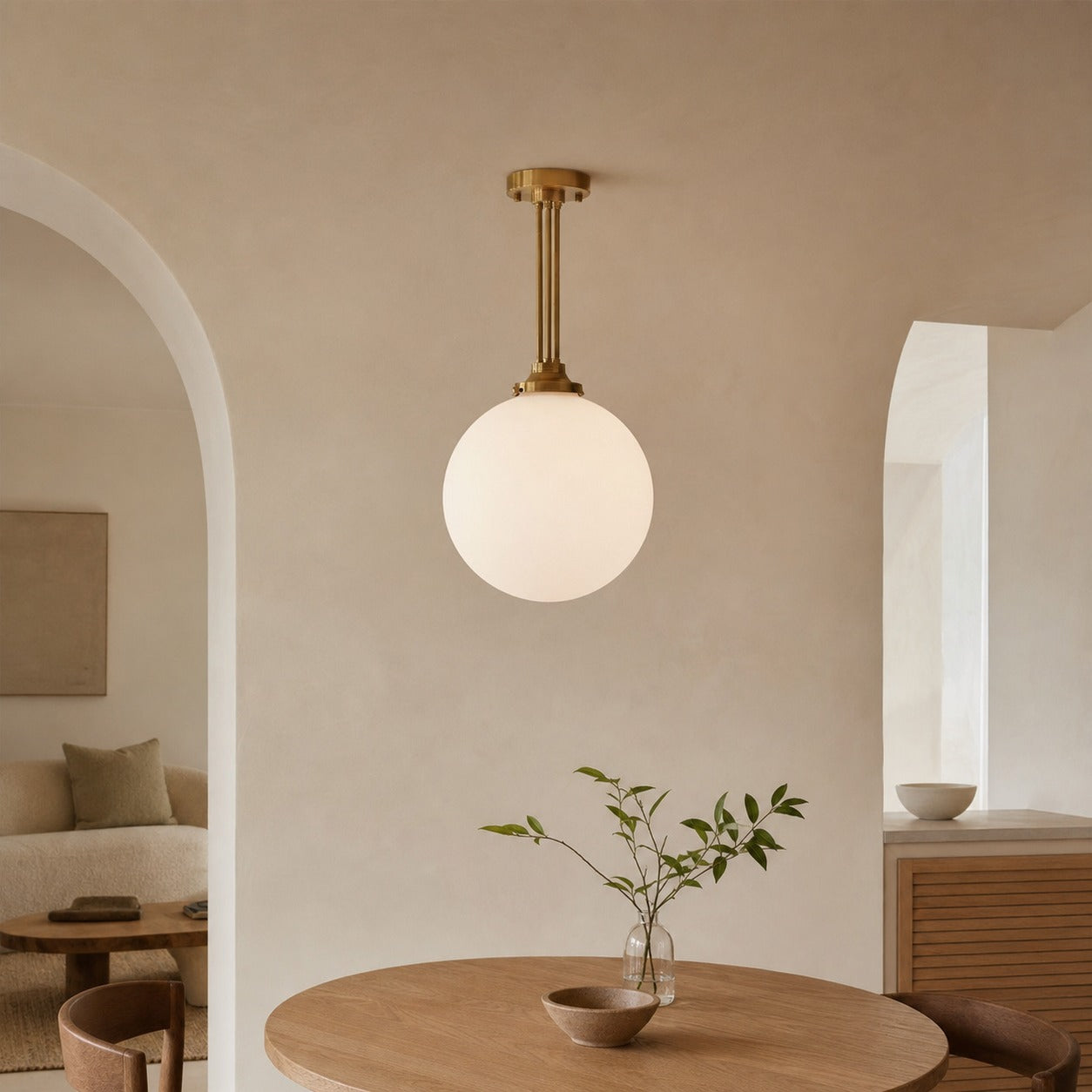 Glorica Glass Frosted Globe Pendant Light - Art Deco Hanging Light for Home