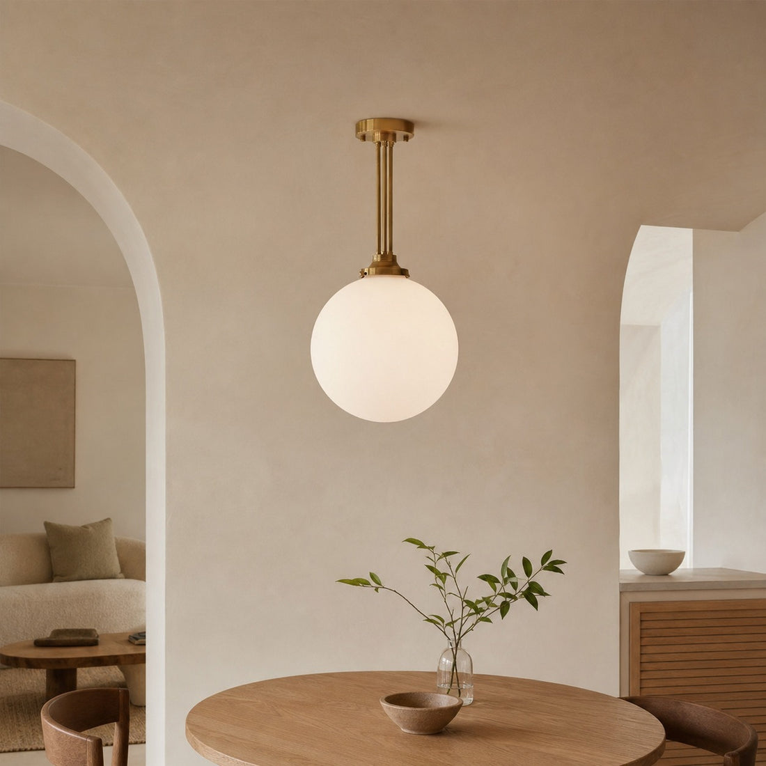 Glorica Glass Frosted Globe Pendant Light - Art Deco Hanging Light for Home