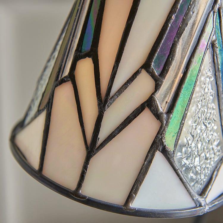 TF Astoria Tiffany Table Lamp – Curved Swan-Neck Arm Art Deco Glass Shade for Desk