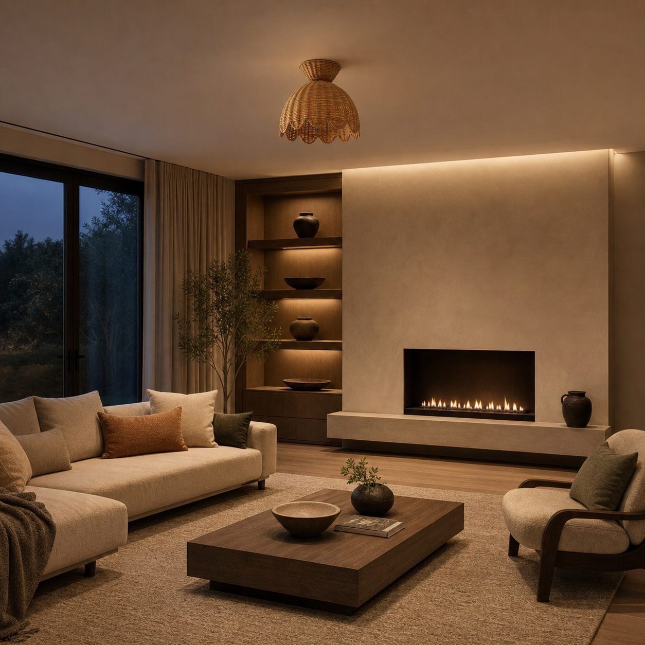 Rattalia Ceiling Light - Sculptural Flower Design in Natural Style for Kitchen Island