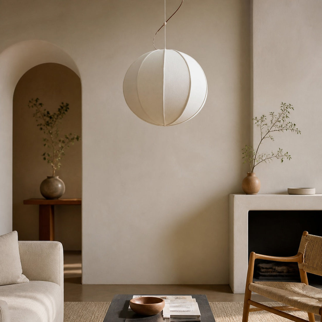 Alvian Pendant Light - Linen Shade with Adjustable Height for Cozy Dining
