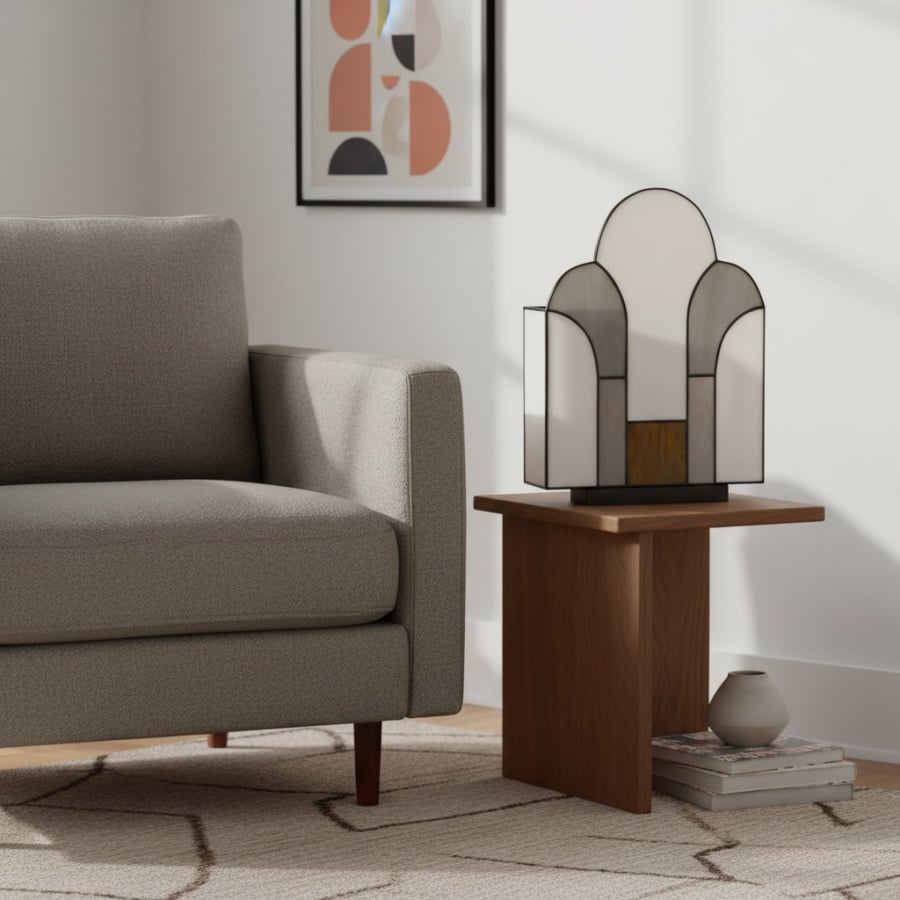 Kelsar Stained Glass Art Deco Table Lamp – Elegant Indoor Accent Light for Living Room or Entryway