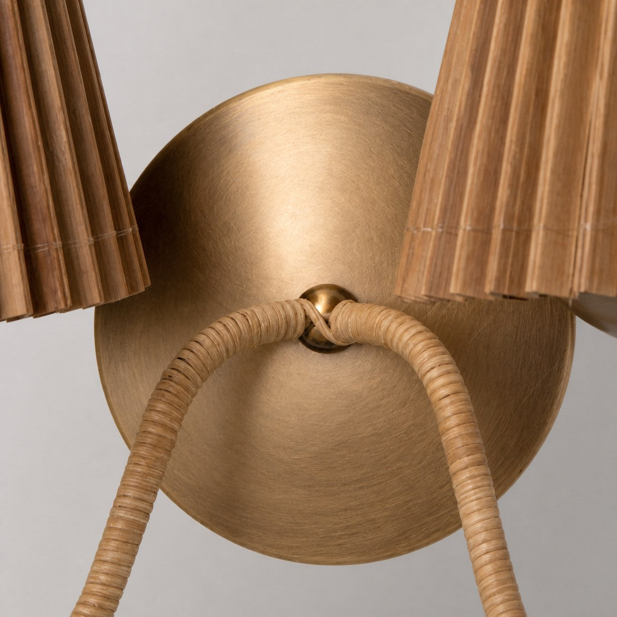 Zhoove Bamboo Wall Lamp - Pleated Natural Shade Design for Living Room or Bedroom