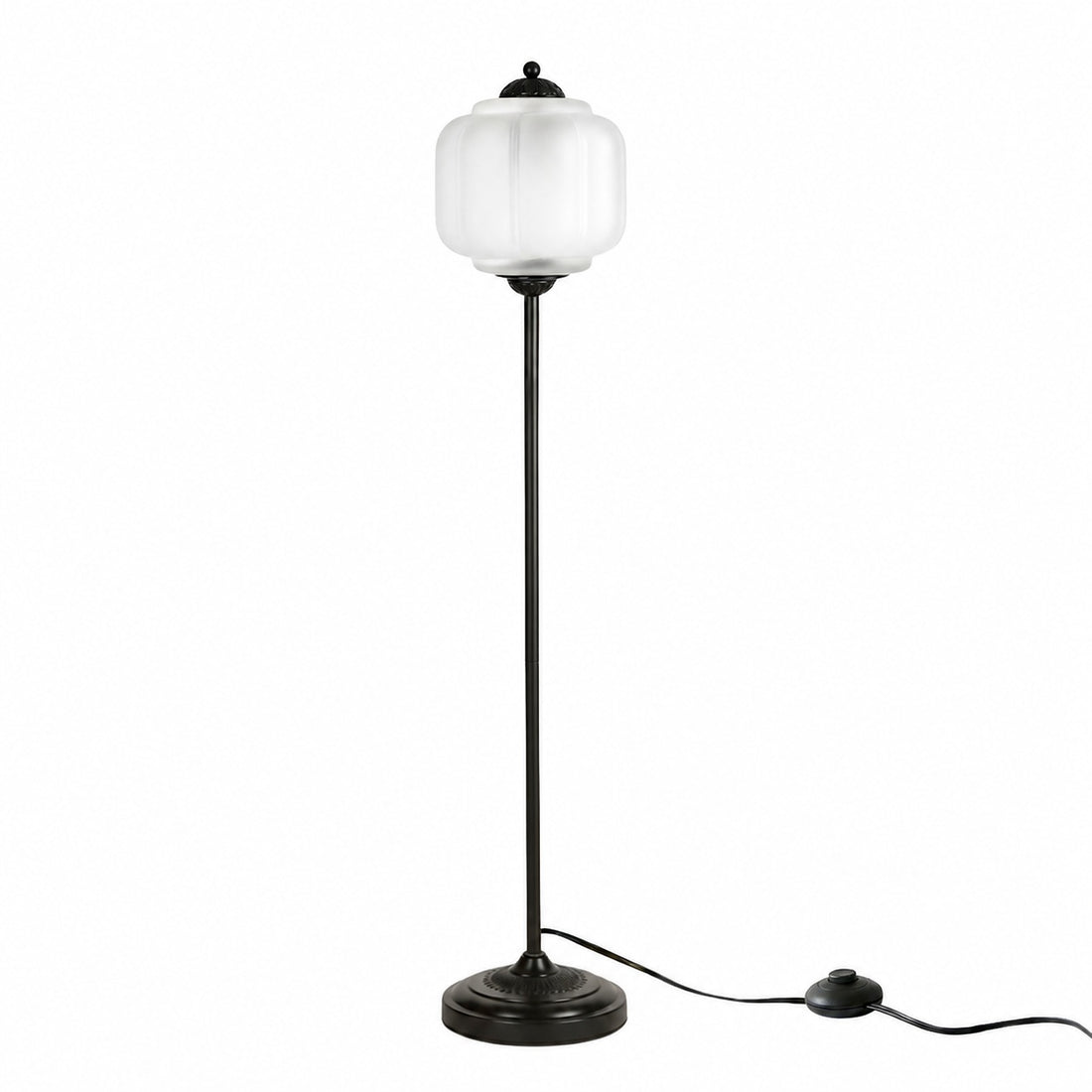 Eloise Textured Glass Pumpkin-Inspired Floor Lamp - Organic Artistry and Retro Style for Living Rooms
