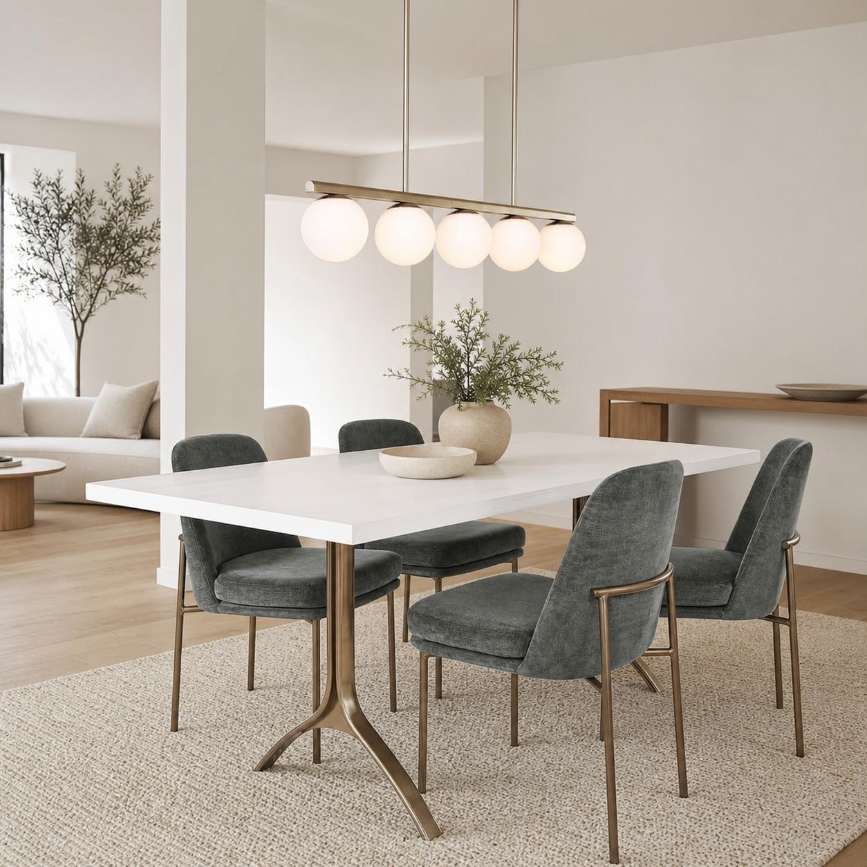 Brelia Round Light Chandelier - Modern Milk Glass Globe Ceiling Light