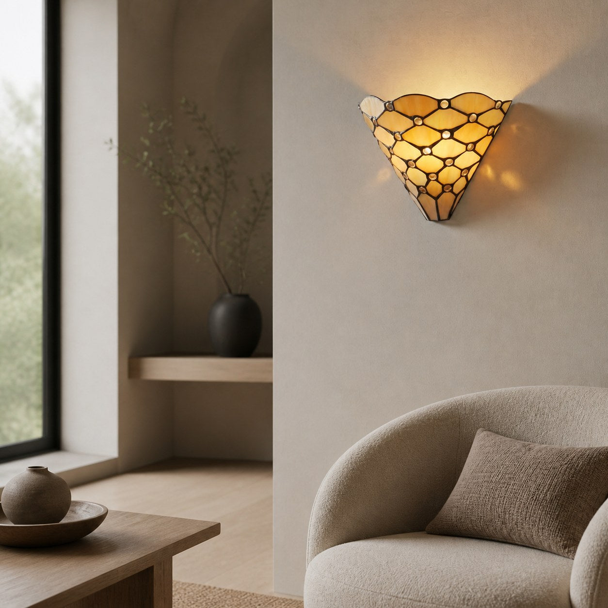 TF Pearl Elegant Glass Wall Light – Wall Sconce for Lounge Bedroom or Hallway