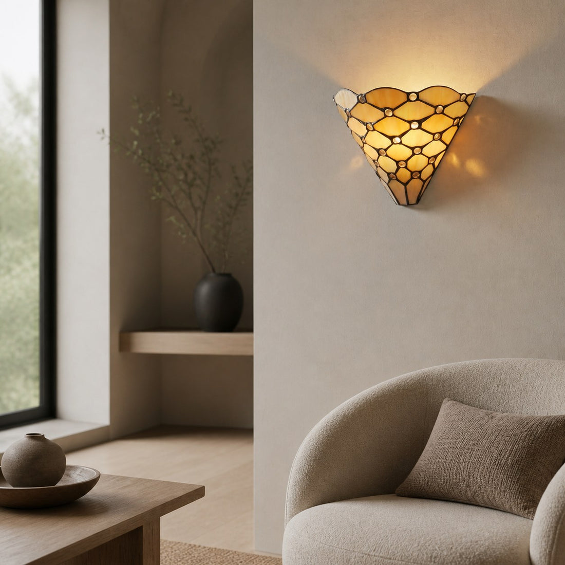 TF Pearl Elegant Glass Wall Light – Wall Sconce for Lounge Bedroom or Hallway