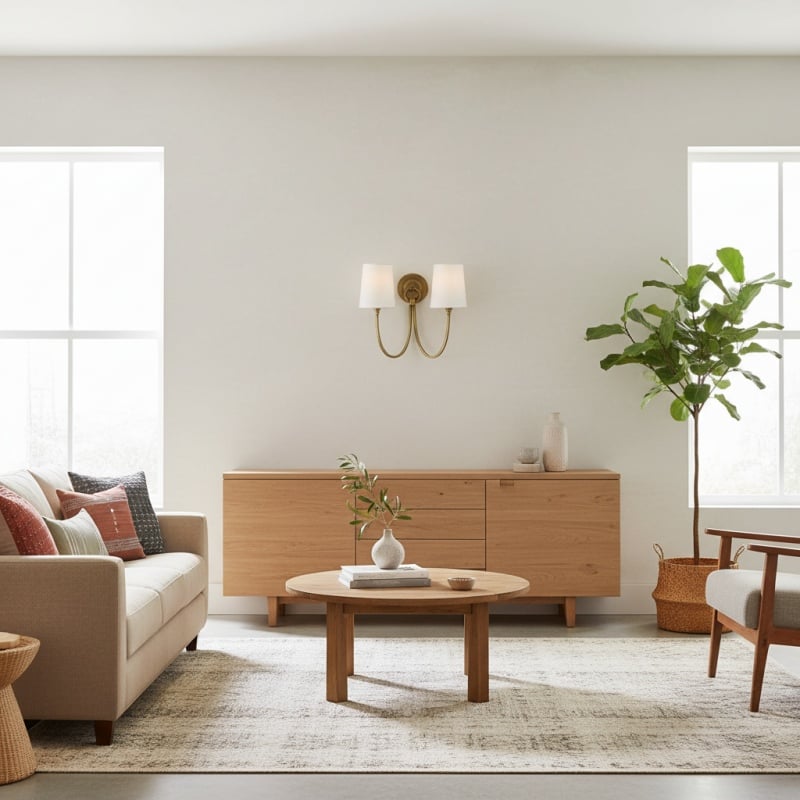 Roven Modern Double Wall Sconce with Curved Arms and Fabric Shades – Classic Accent Lighting for Bedroom