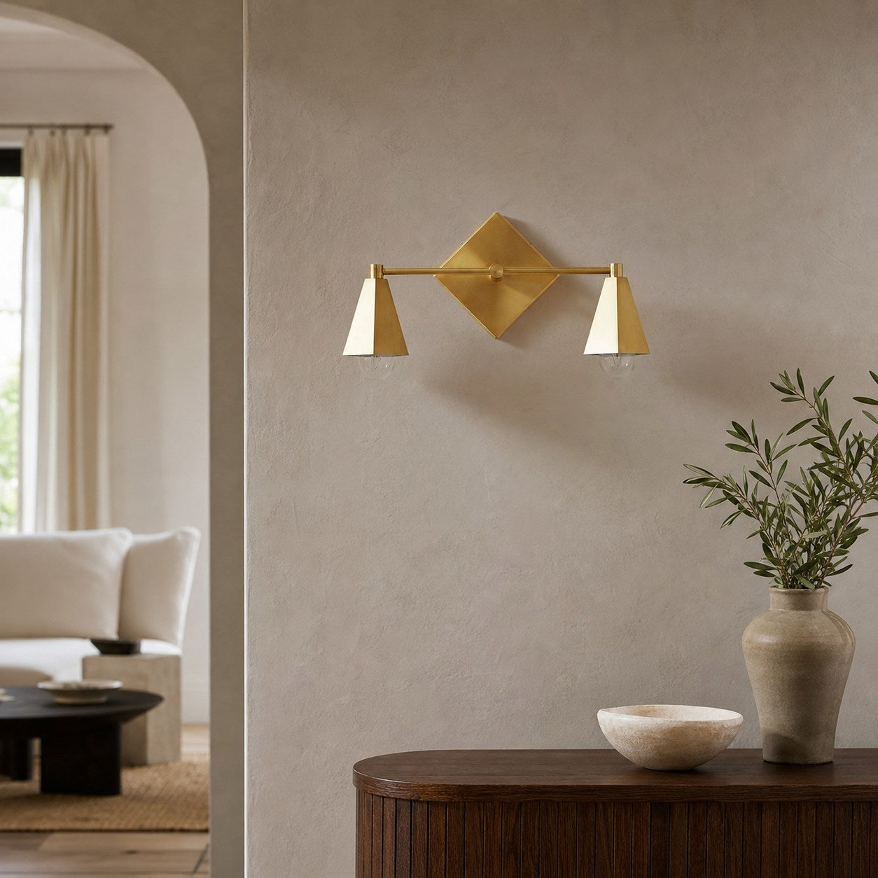 Ornato Luxe Geometric Vanity Light - Solid Brass Art Deco Bathroom Lighting