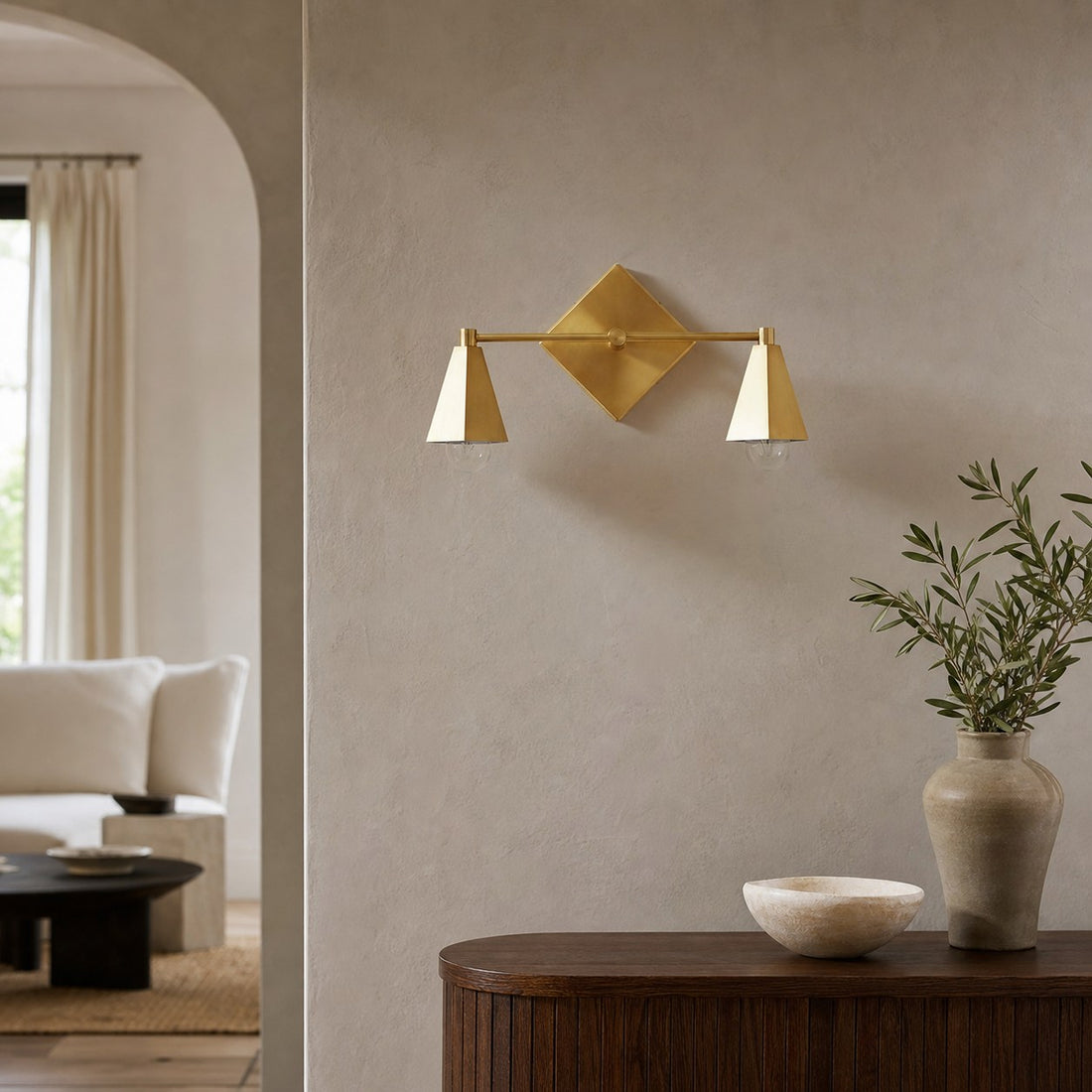 Ornato Luxe Geometric Vanity Light - Solid Brass Art Deco Bathroom Lighting