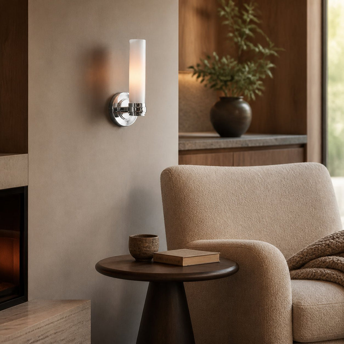 Roven Modern Wall Sconce Inspired with Glass Cylinder Shade - Versatile Accent For Living Room