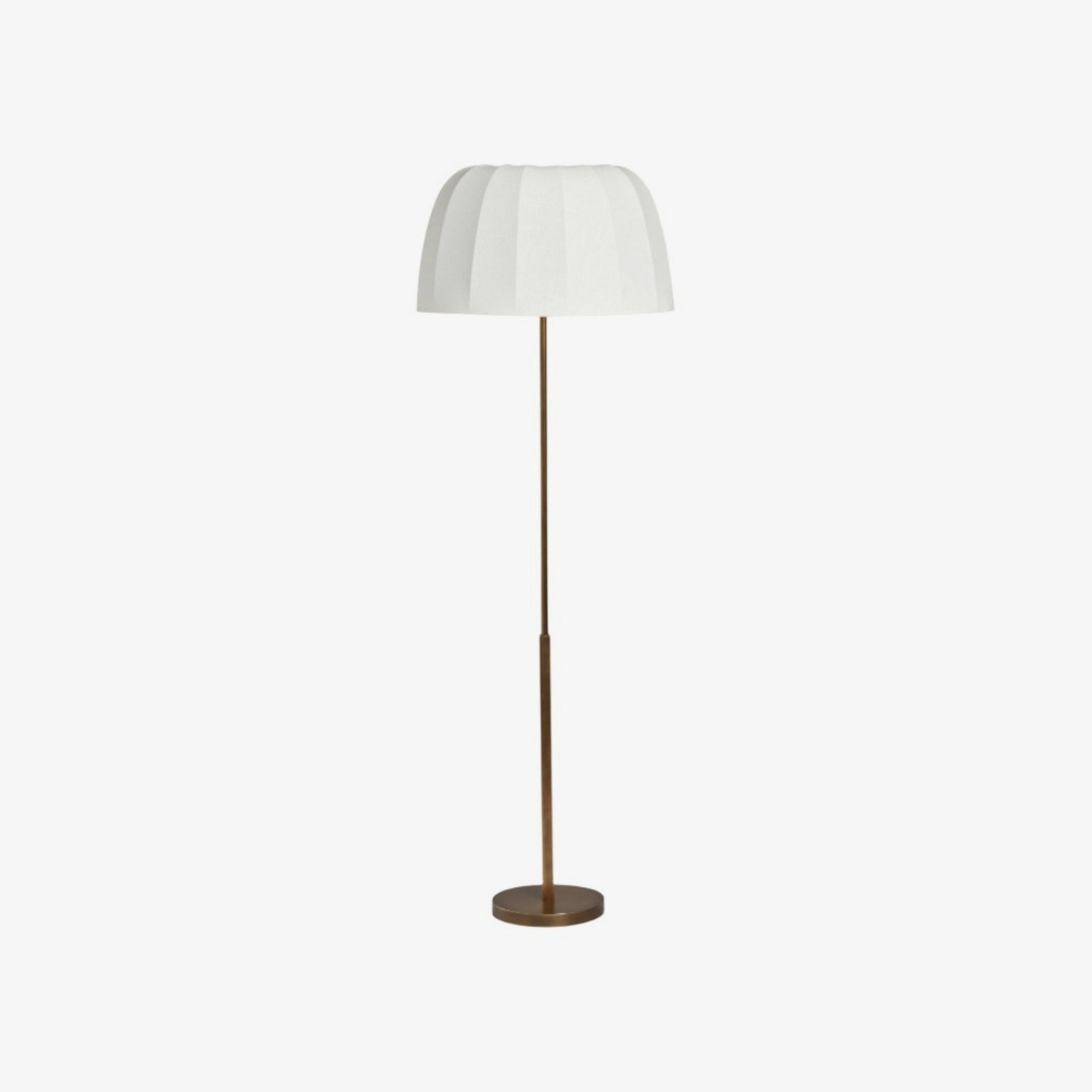 Vellaro Brass Floor Lamp with Fabric Shade – Modern Standing Light for Living Room or Bedroom