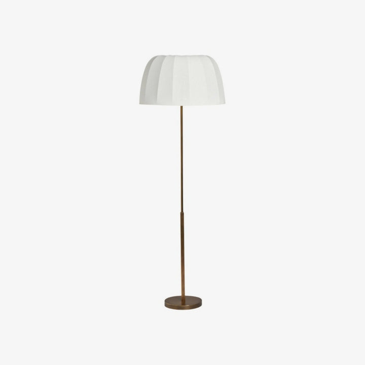 Vellaro Brass Floor Lamp with Fabric Shade – Modern Standing Light for Living Room or Bedroom