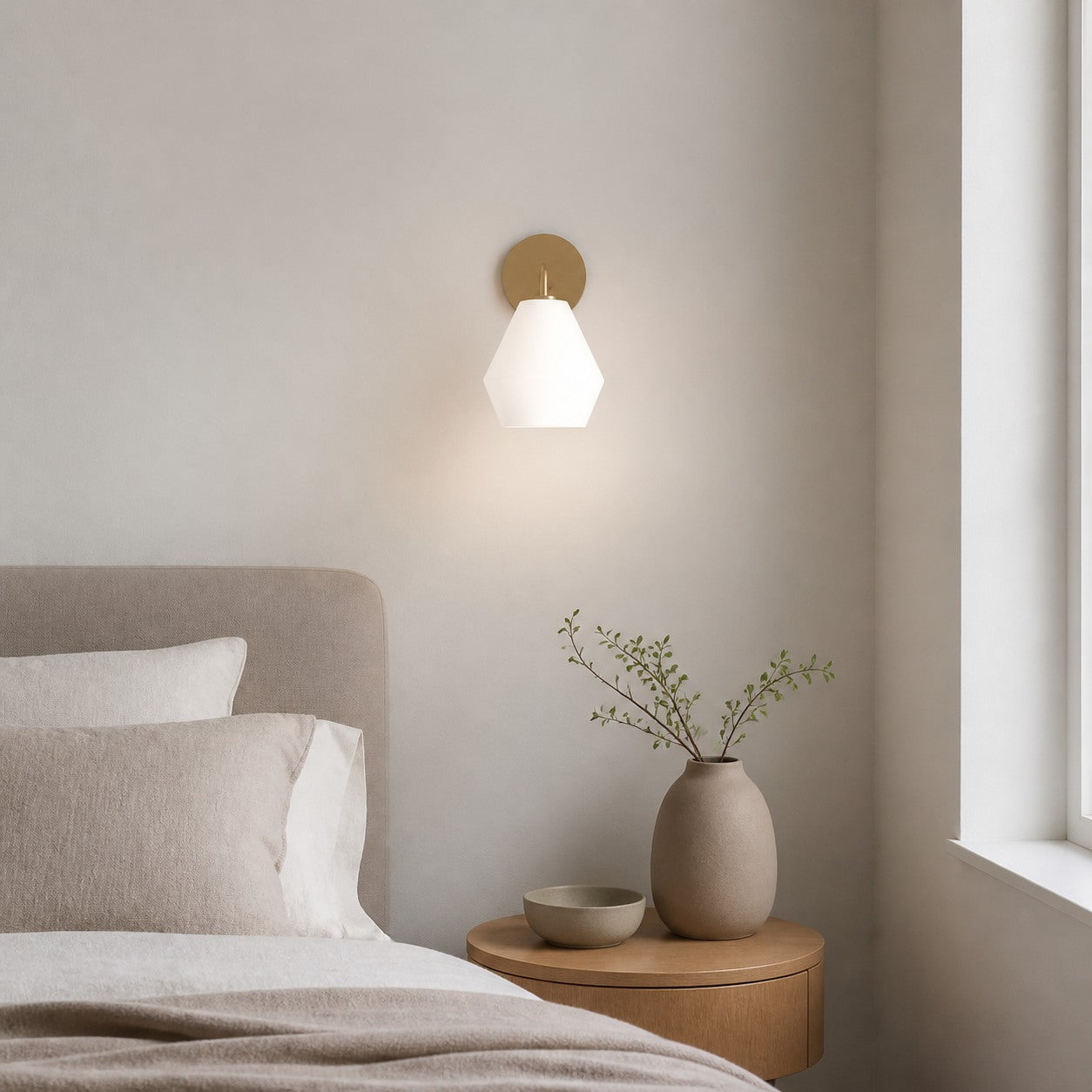 Merin Sculptural Milk Glass Geometric Wall Lamp