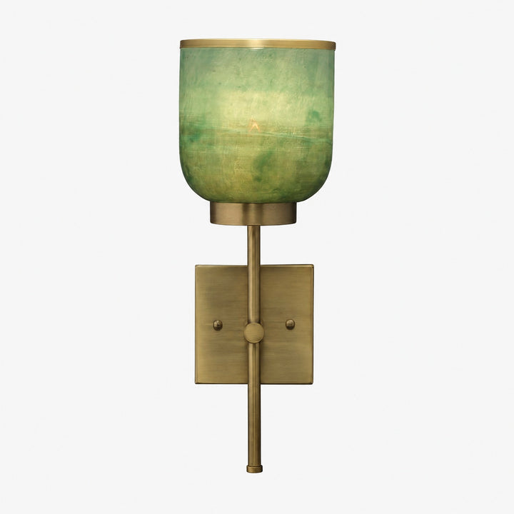 Helvo Vintage Metal Single Sconce - Green Glass Wall Light for Home Decor