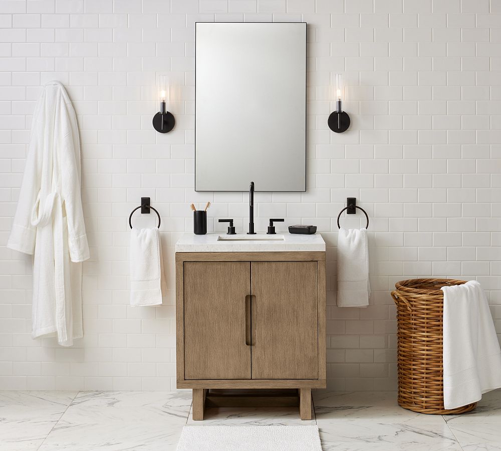 Bravira Ribbed Glass Wall Lamp - Tube Metal Light in Classic Finishes