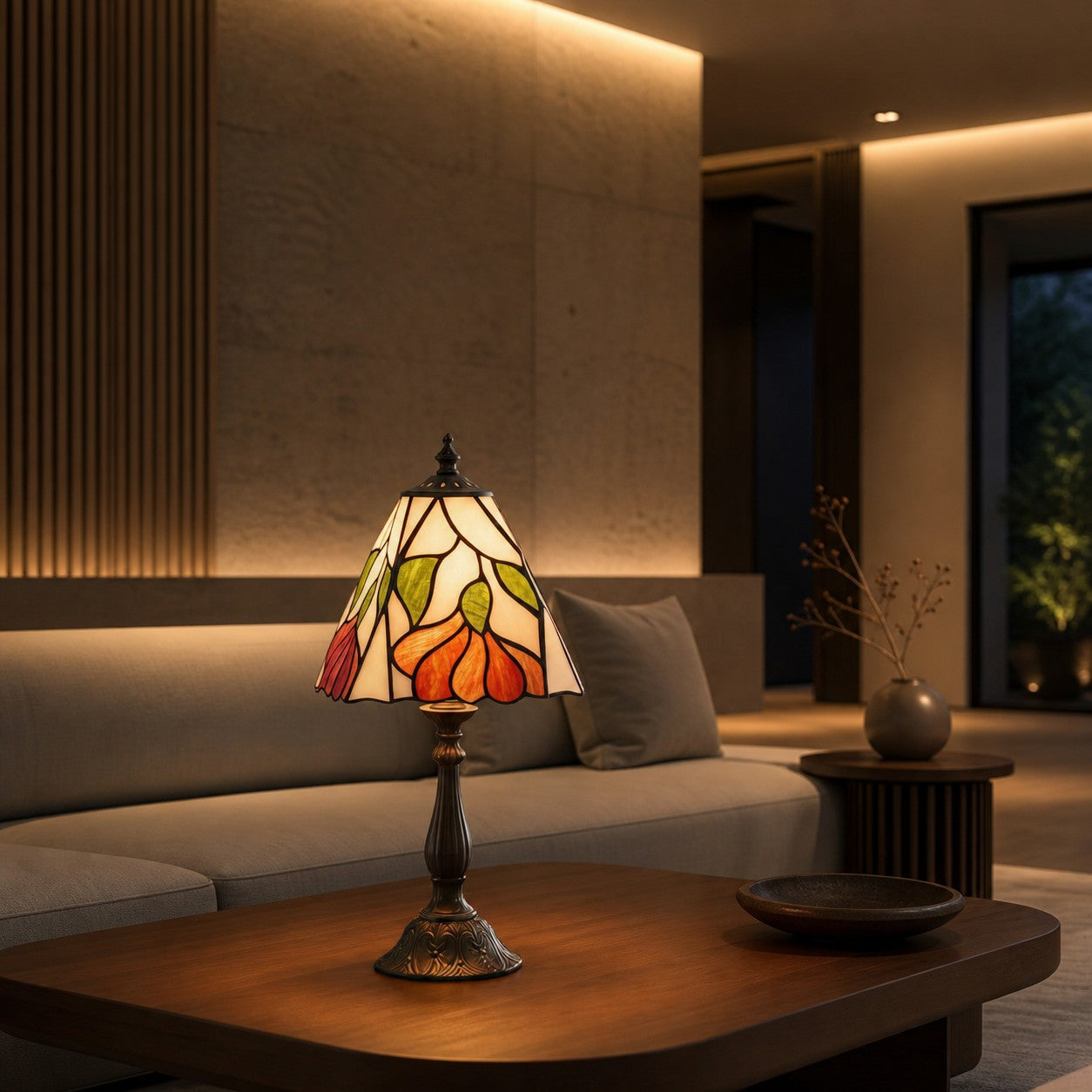 TF Botanica Decorative Table Lamp – Colourful Floral Glass Lamp for Cozy Interiors
