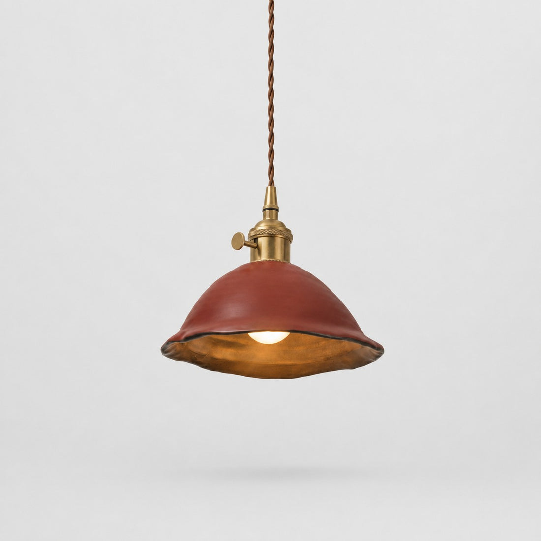 Vintage Dual-Glaze Ceramic Pendant Light with Brass Fittings