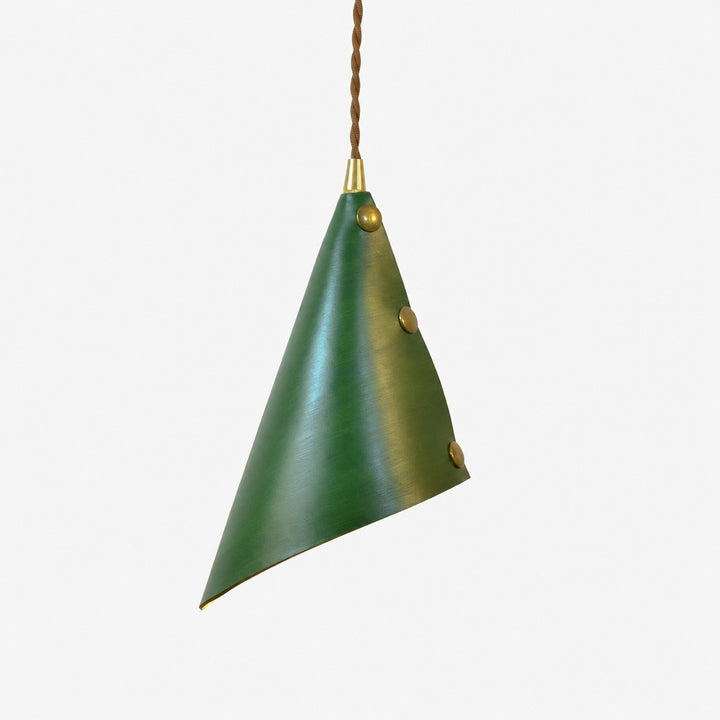 green leather pendant lamp