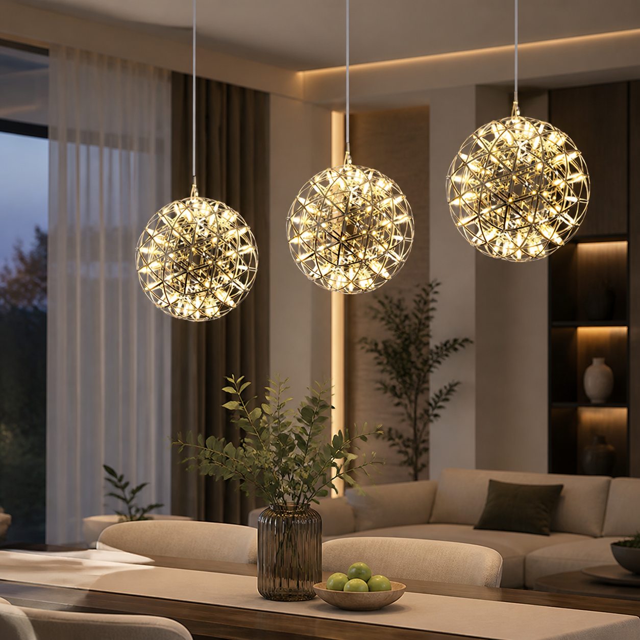 Silver Spark Ball Pendant Light