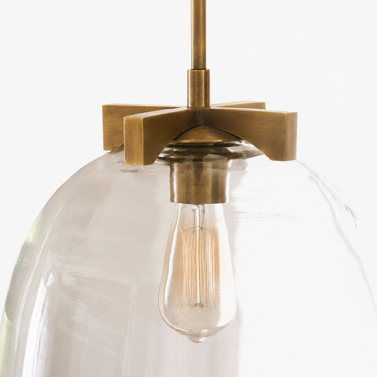 Auria Metal Brass Pendant Lighting - Vintage Finish with Glass Shade