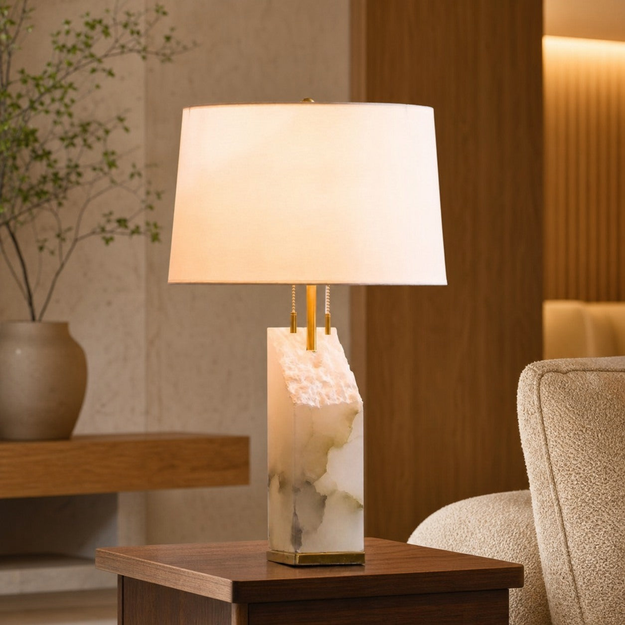 Raw Alabaster Table Lamp