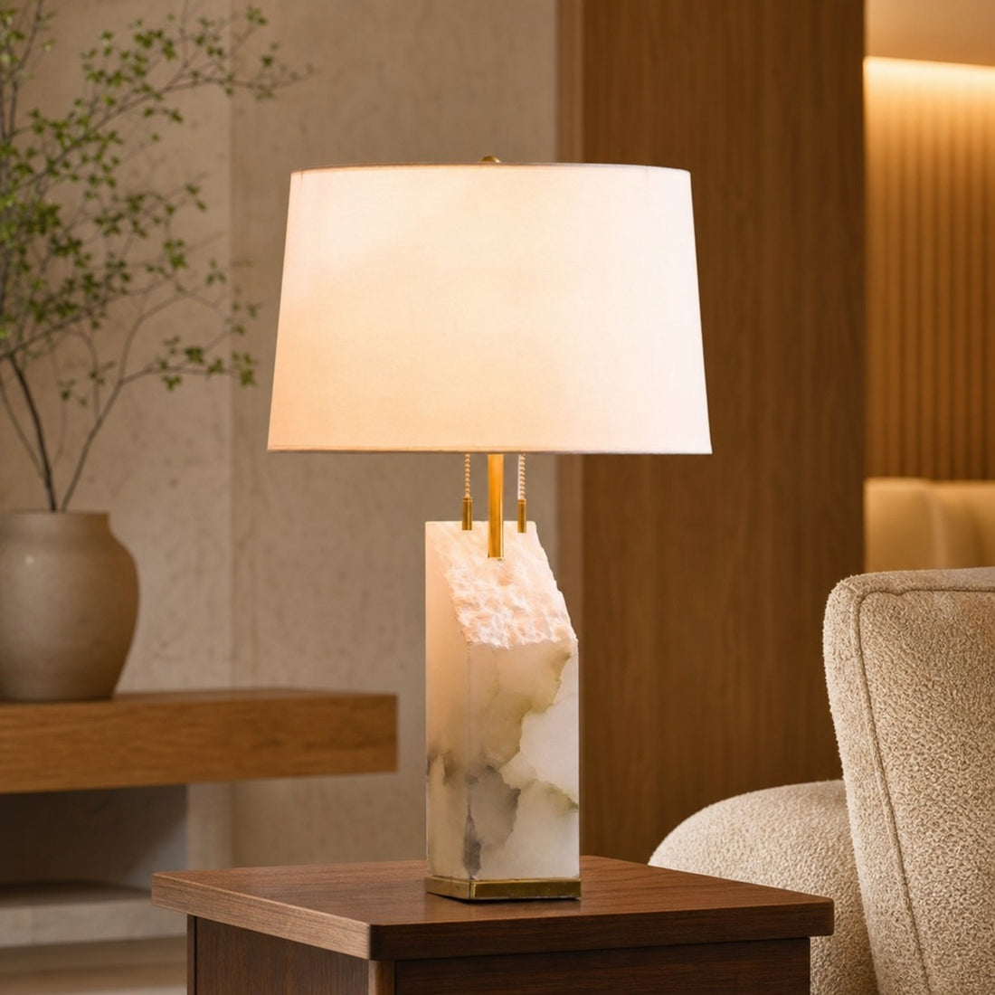 Raw Alabaster Table Lamp