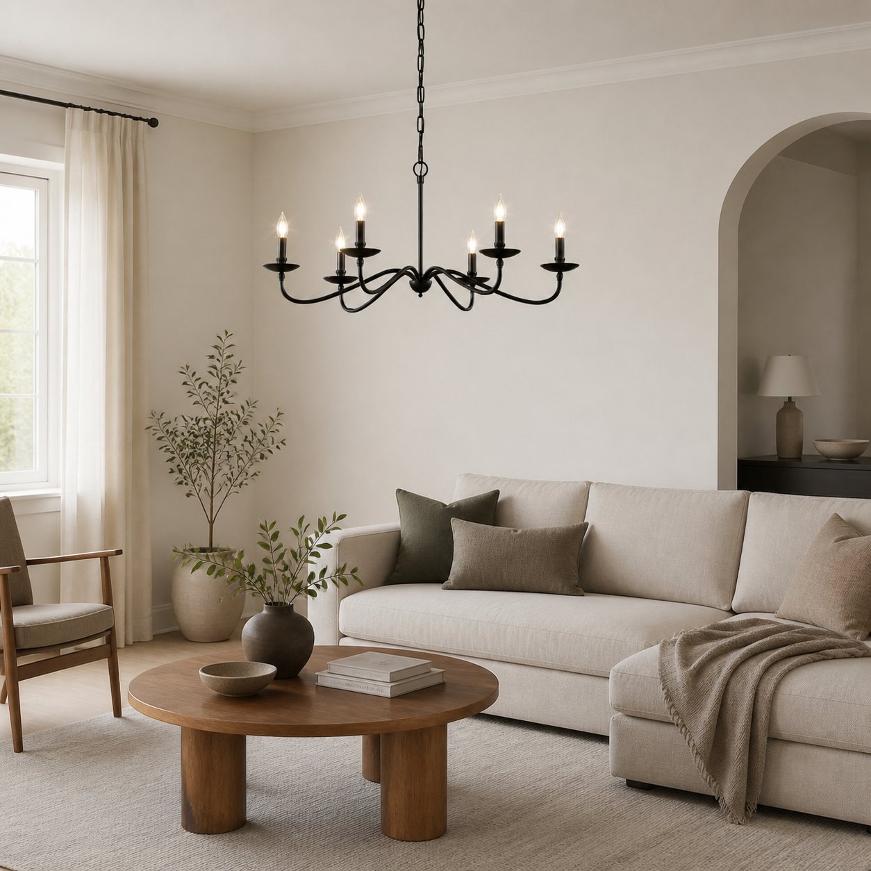 Reticula Open Iron Frame Chandelier - Indoor and Outdoor Hanging Light for Dining Room Living Room Entry