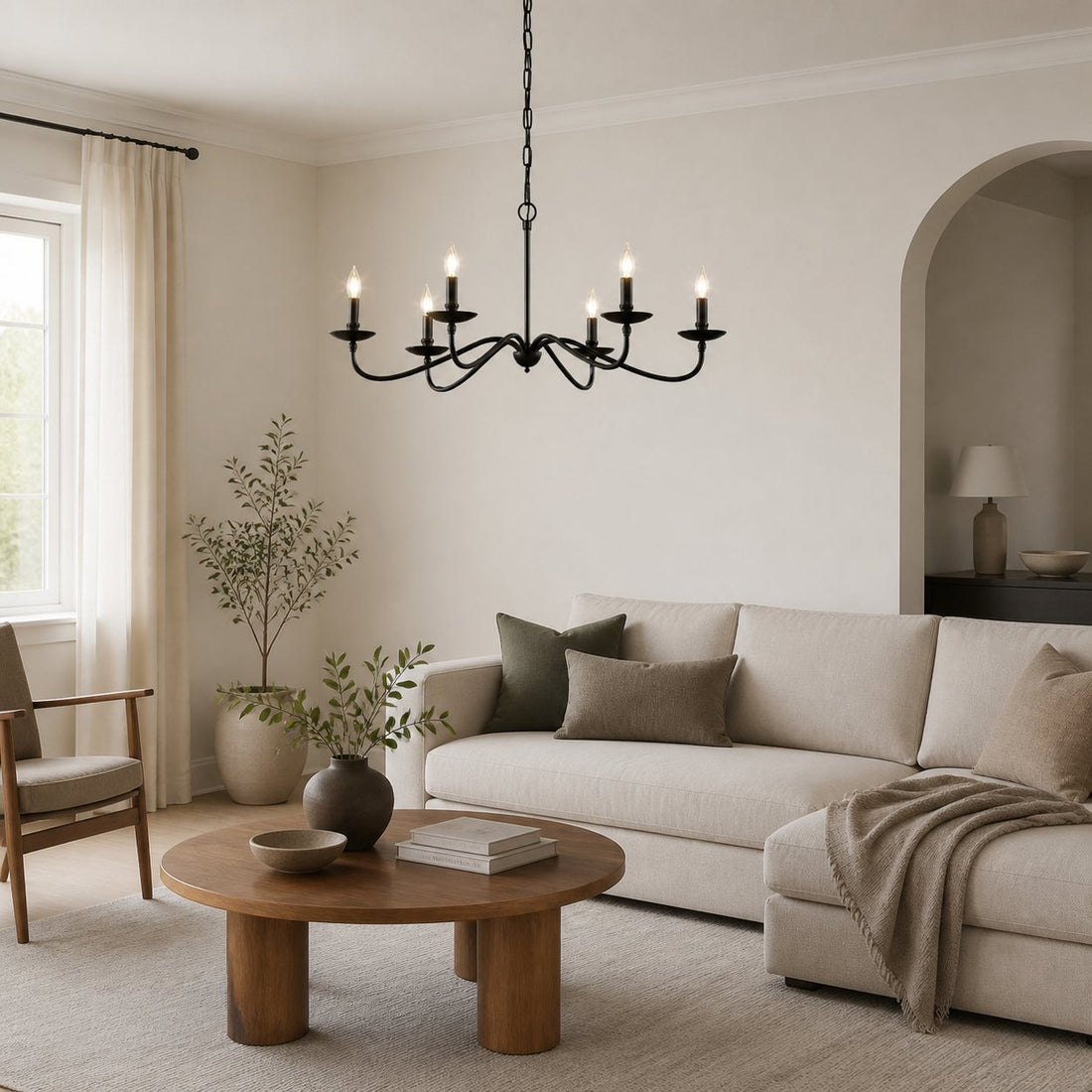 Reticula Open Iron Frame Chandelier - Indoor and Outdoor Hanging Light for Dining Room Living Room Entry