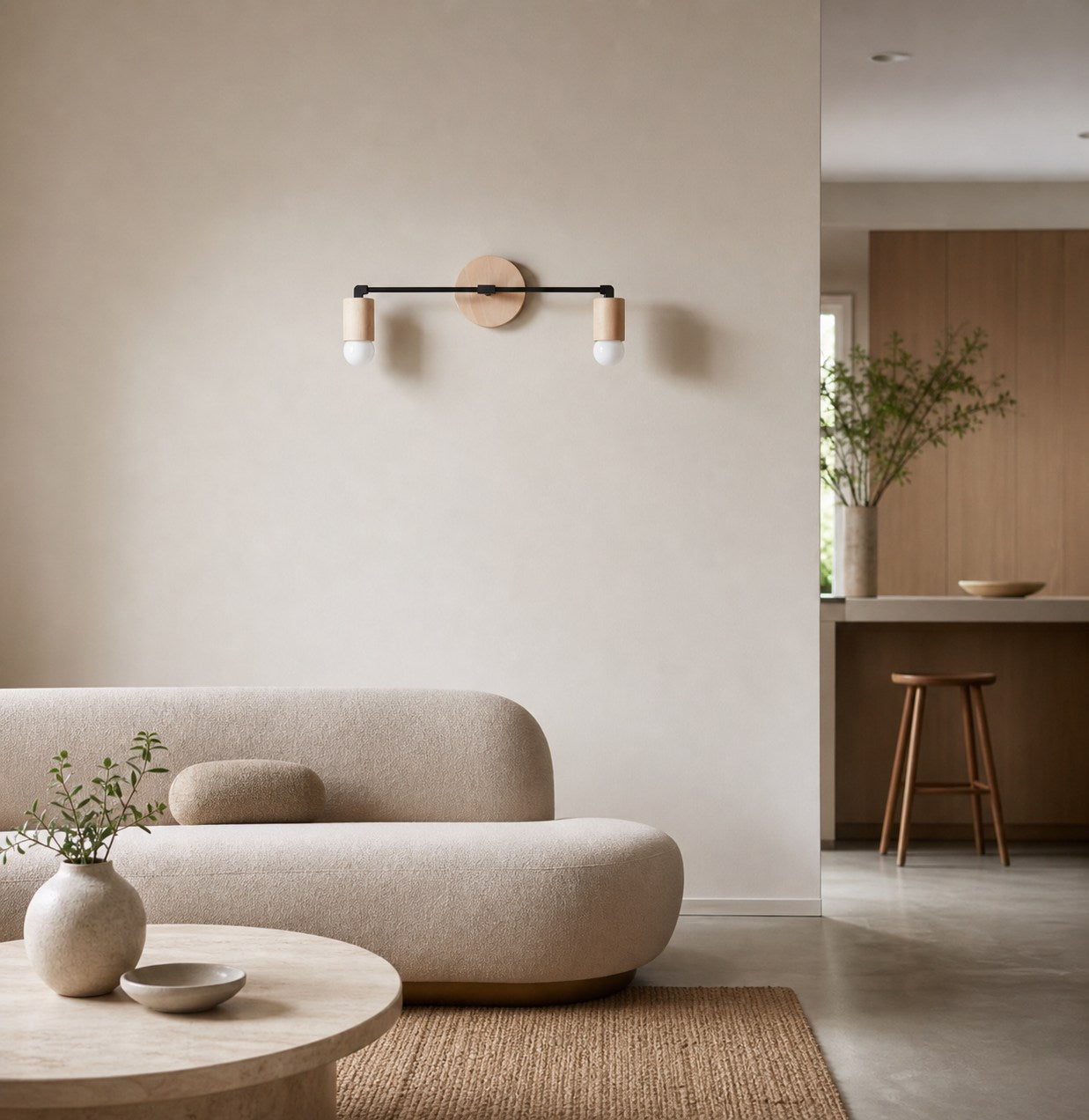 Mobilux Line Wood and Vanity Light - Bohemian Bathroom Lighting Fixture