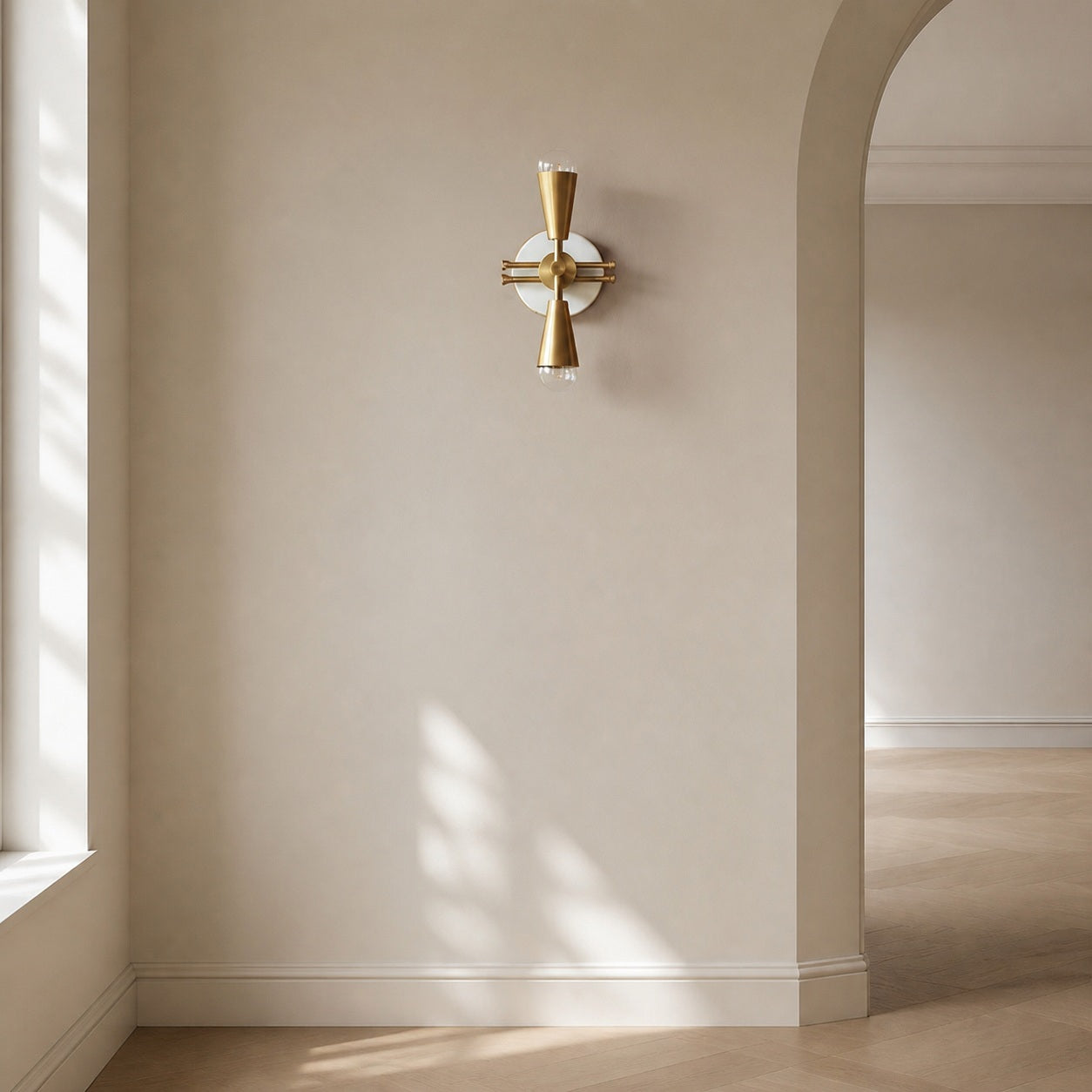 Pyralis Cone Art Deco Brass Sconce - Industrial Vanity Light