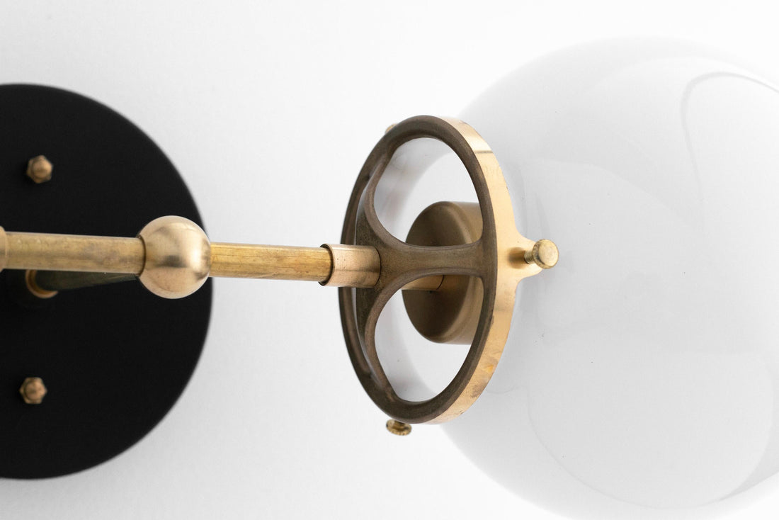 Lumio Globe Art Deco Vanity Light -  Opal Globe Bathroom Sconce