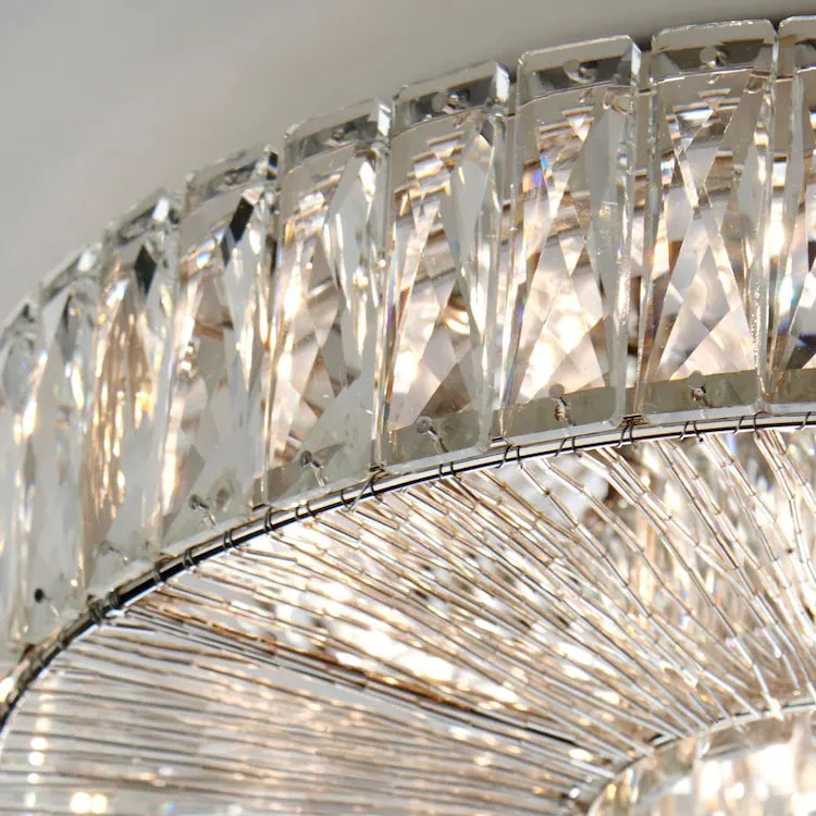 Glomar Glass Round Flush Ceiling Light - Modern Metal Glass Finish Living Areas