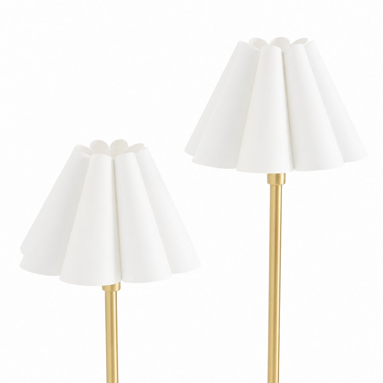 Duova Minimalist 2‑Light Floor Lamp - Modern Pleated Fabric Metal Light for Bedroom or Living Room